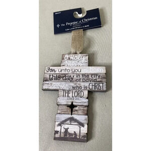 Robert Stanley Wood Cross Luke 2•11 Verse Christmas Ornament NEW‎ Nativity